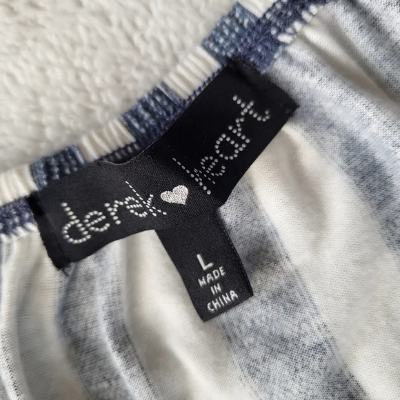 Derek Heart Blue Striped Belted Summer Dress Button Down Off Shoulder Option - Picture 4 of 9